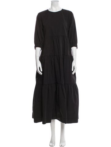 Pre-owned Co Crew Neck Long Dress In Black