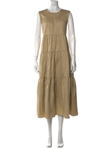 Pre-owned Co Crew Neck Long Dress In Neutral