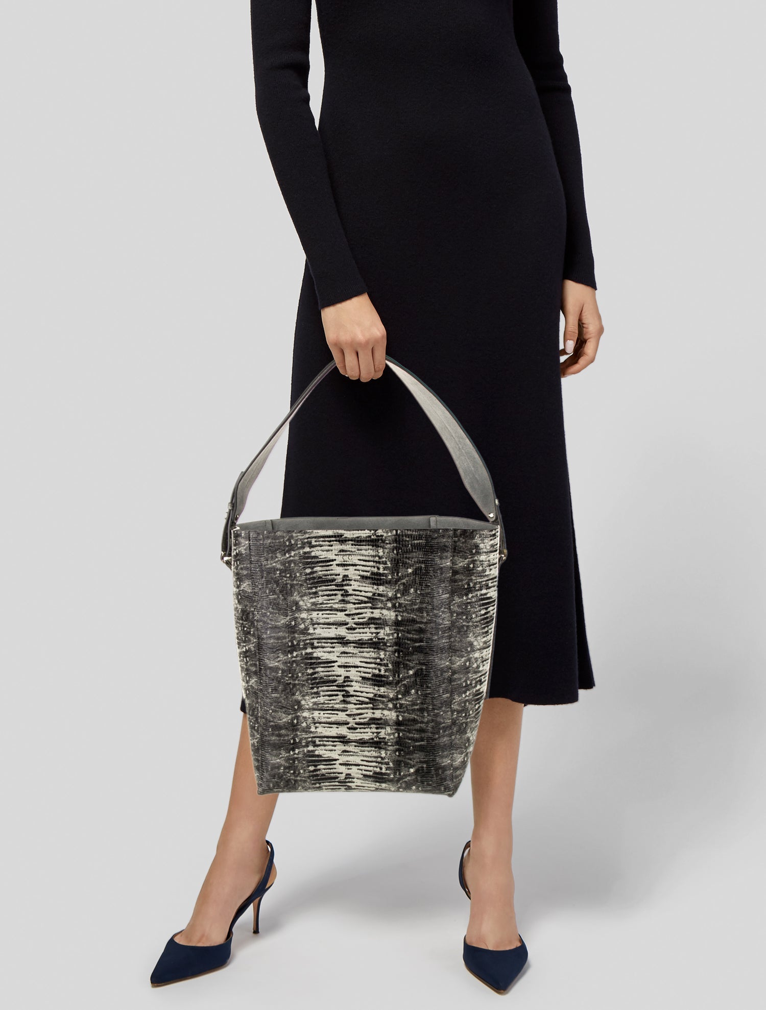 Co. Embossed Leather Bucket Bag