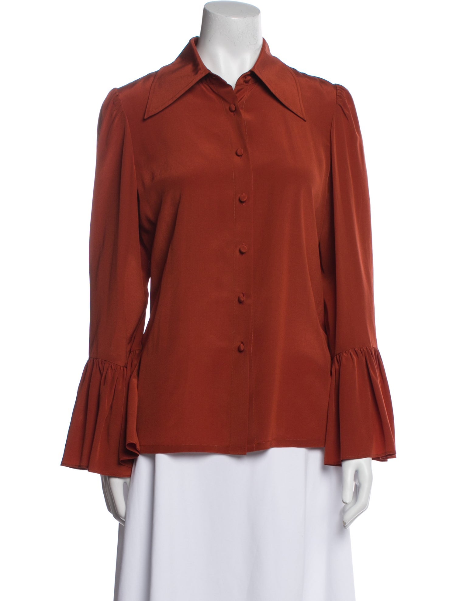 Co. Silk Long Sleeve Button-Up Top