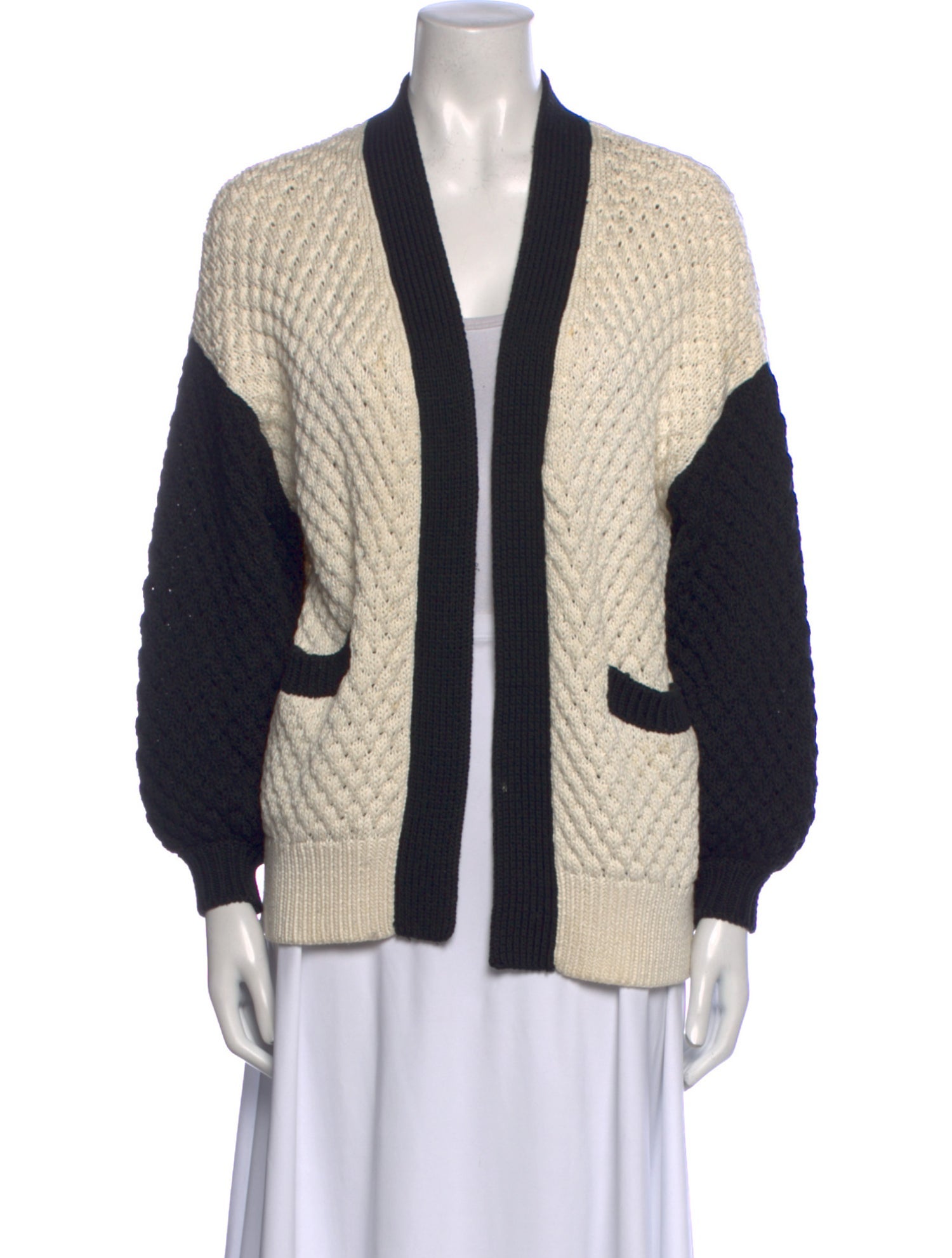 Co. Colorblock Pattern Open Front Sweater