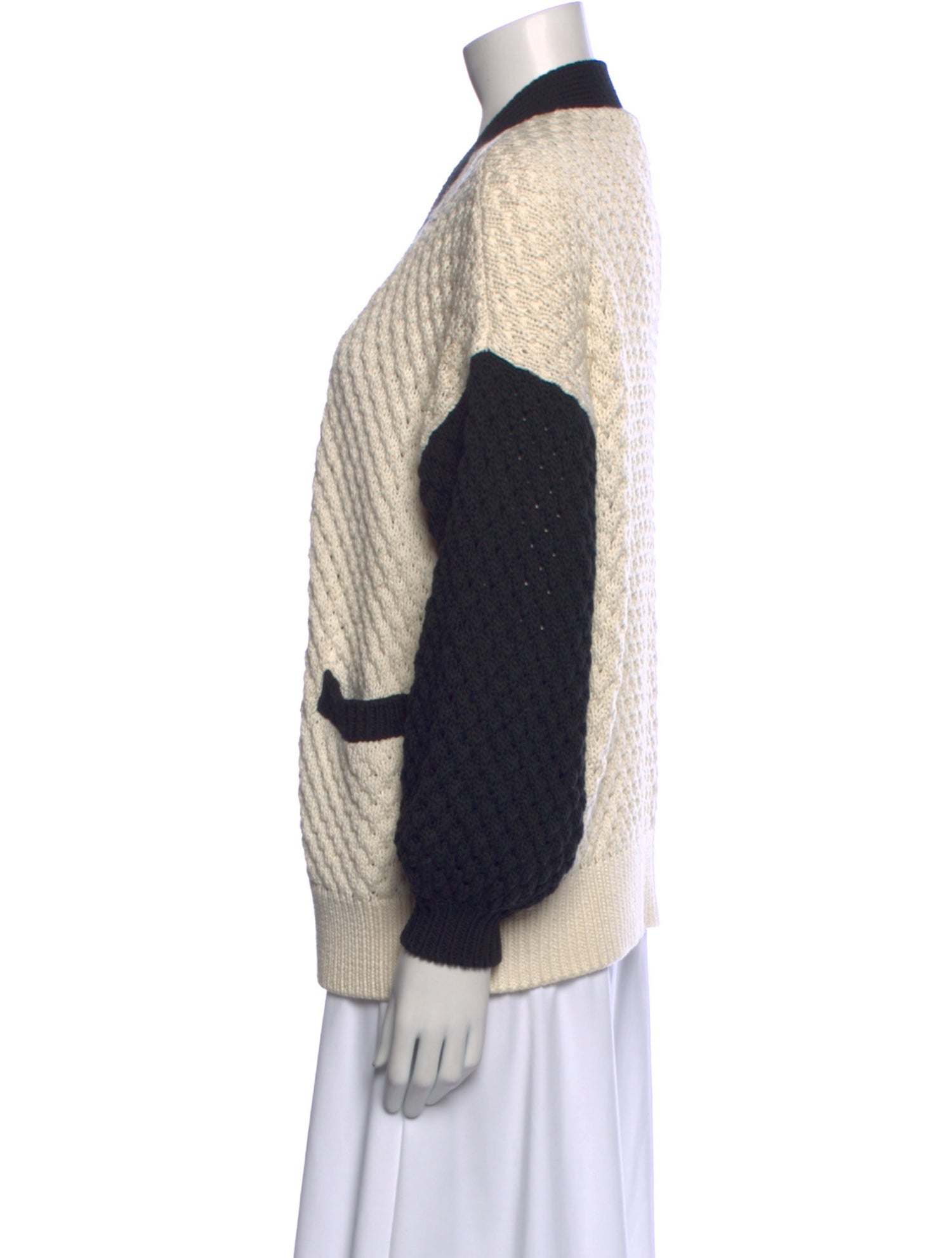Co. Colorblock Pattern Open Front Sweater