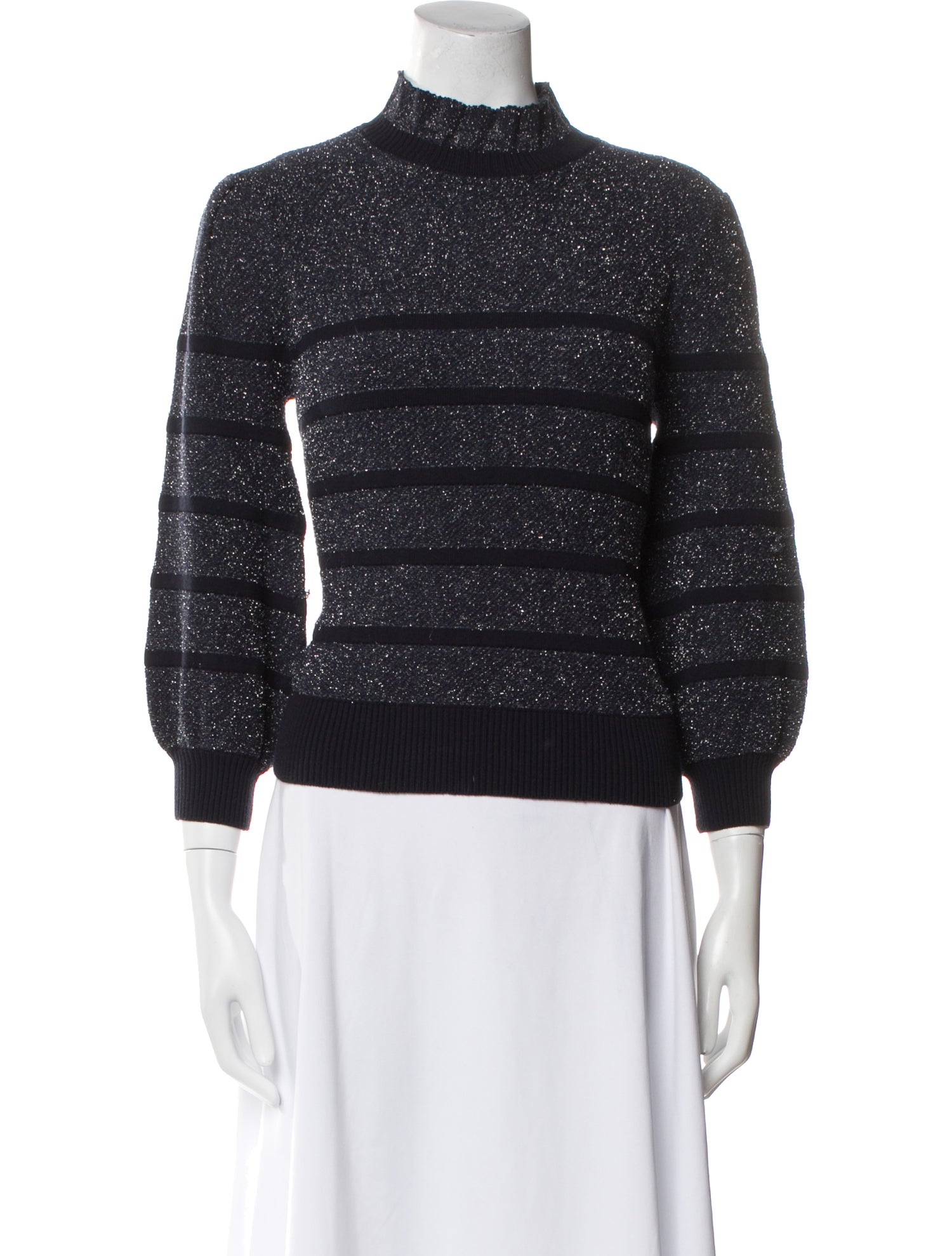 Co. Striped Mock Neck Sweater