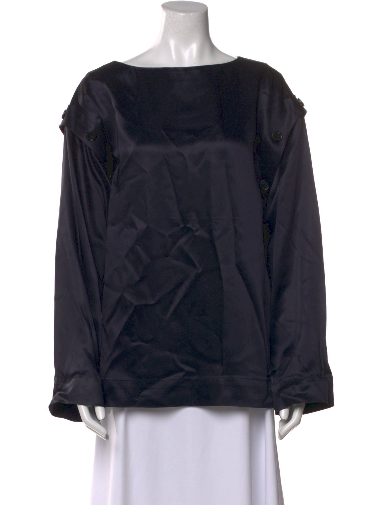 Co. Satin Bateau Neckline Blouse