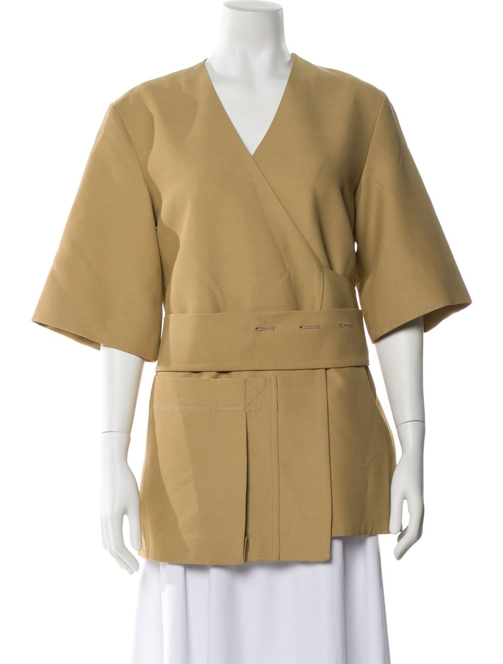 Co. Co. Wool Jacket Neutrals Collarless Patch Poc… - image 1