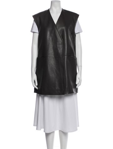 Pre-owned Co Lamb Leather Vest In Gray