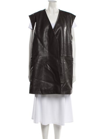 Pre-owned Co Lamb Leather Vest In Gray