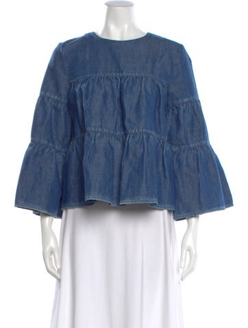 Pre-owned Co Crew Neck Short Sleeve Top In Blue