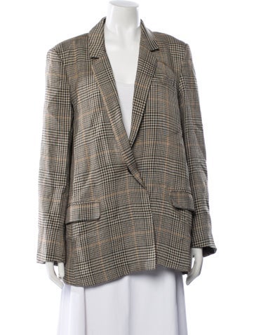 Pre-owned Co Plaid Print Blazer In Neutral
