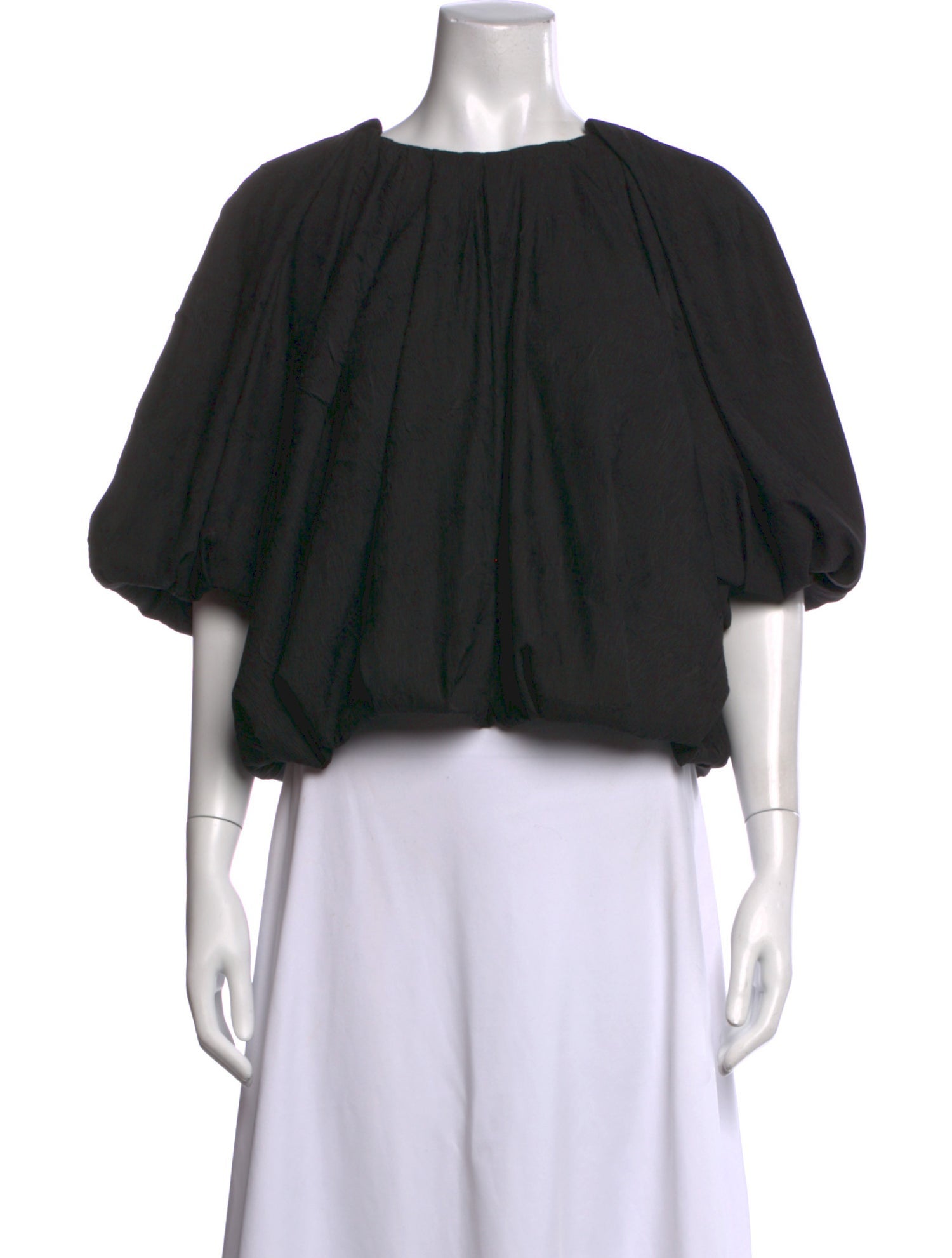 Merlette Scoop Neck Short Sleeve Blouse - Black Tops, Clothing