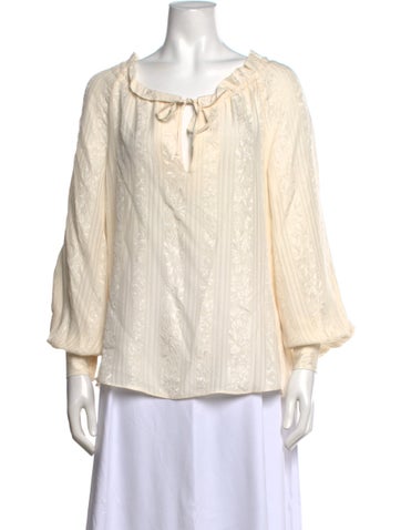Pre-owned Co Silk Floral Print Blouse In Neutrals