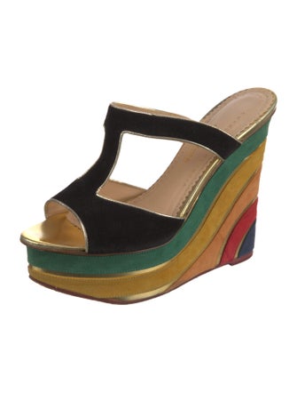 Charlotte Olympia x Solange Azagury-Partridge Suede Colorblock Pattern Mules