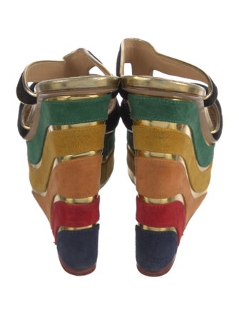 Charlotte Olympia x Solange Azagury-Partridge Suede Colorblock Pattern Mules