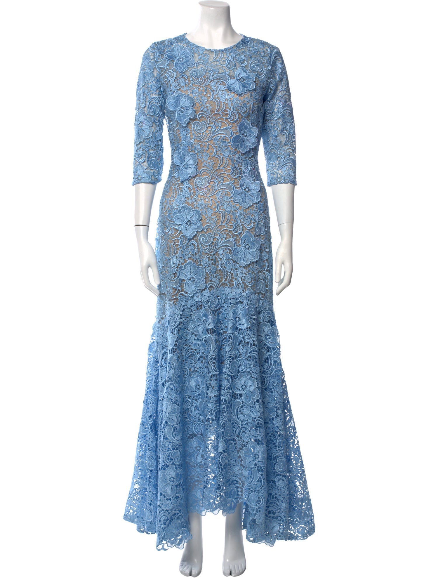 Costarellos Lace Pattern Long Dress