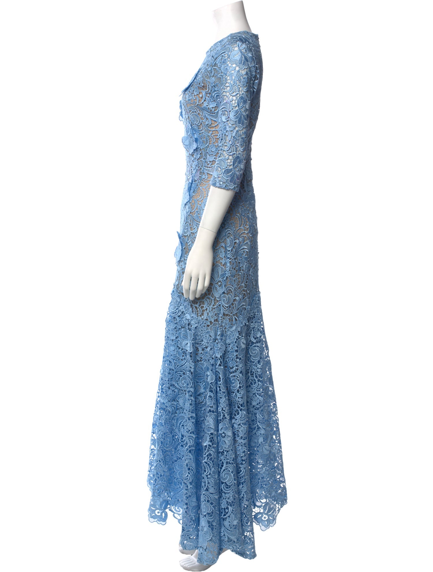Costarellos Lace Pattern Long Dress