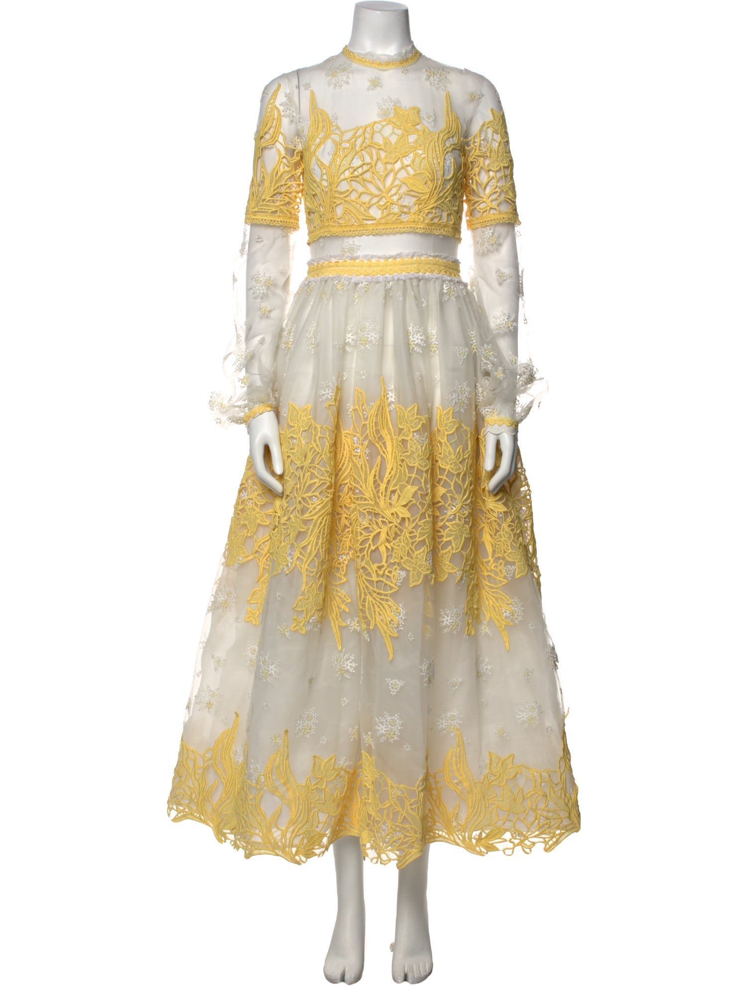 Costarellos Lace Pattern Long Dress