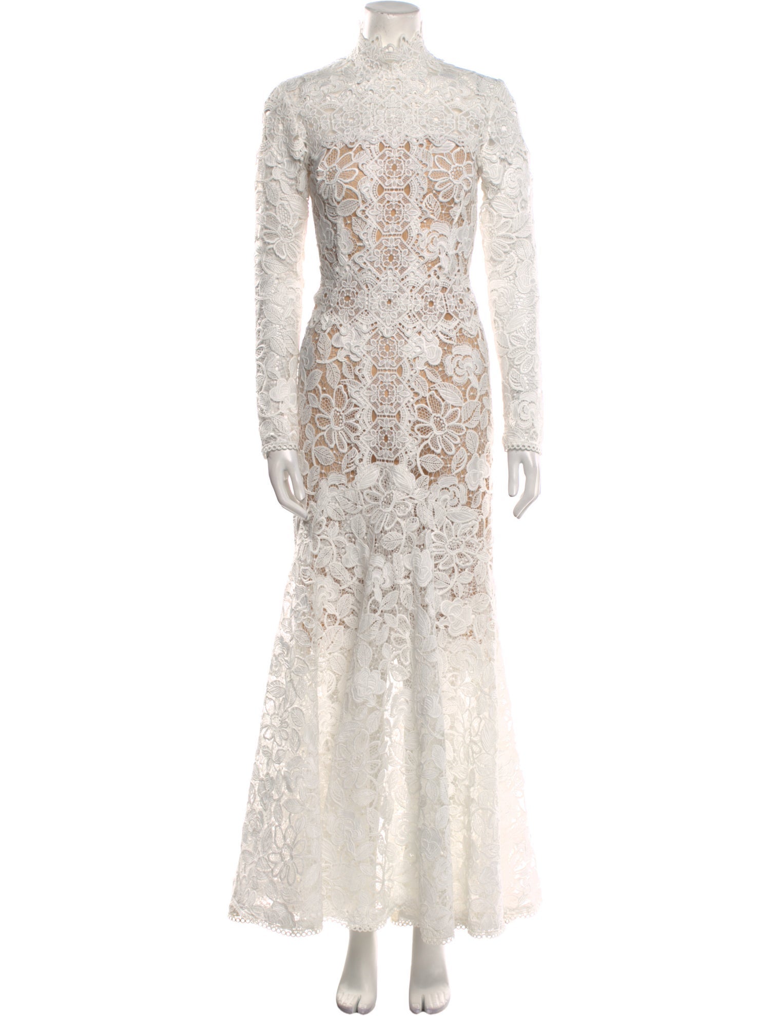 Costarellos Lace Pattern Long Dress