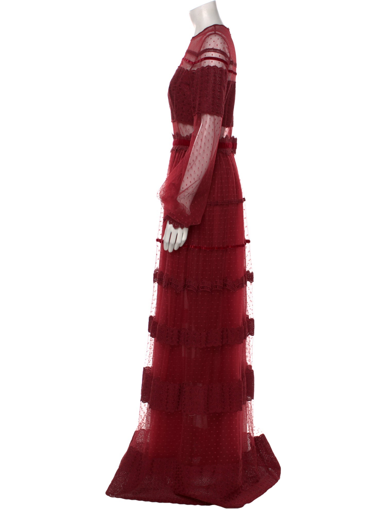 Costarellos Lace Pattern Long Dress