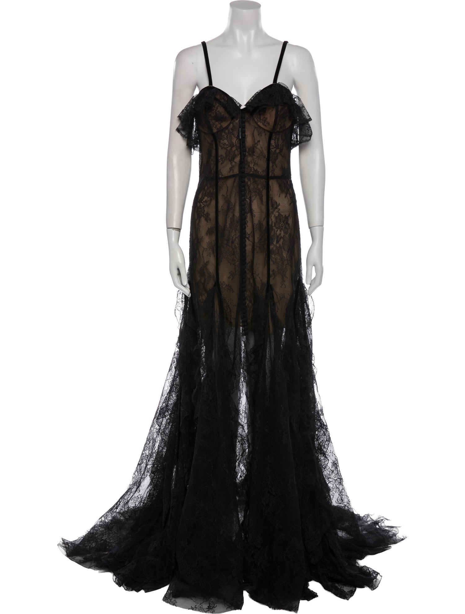 Costarellos Lace Pattern Long Dress