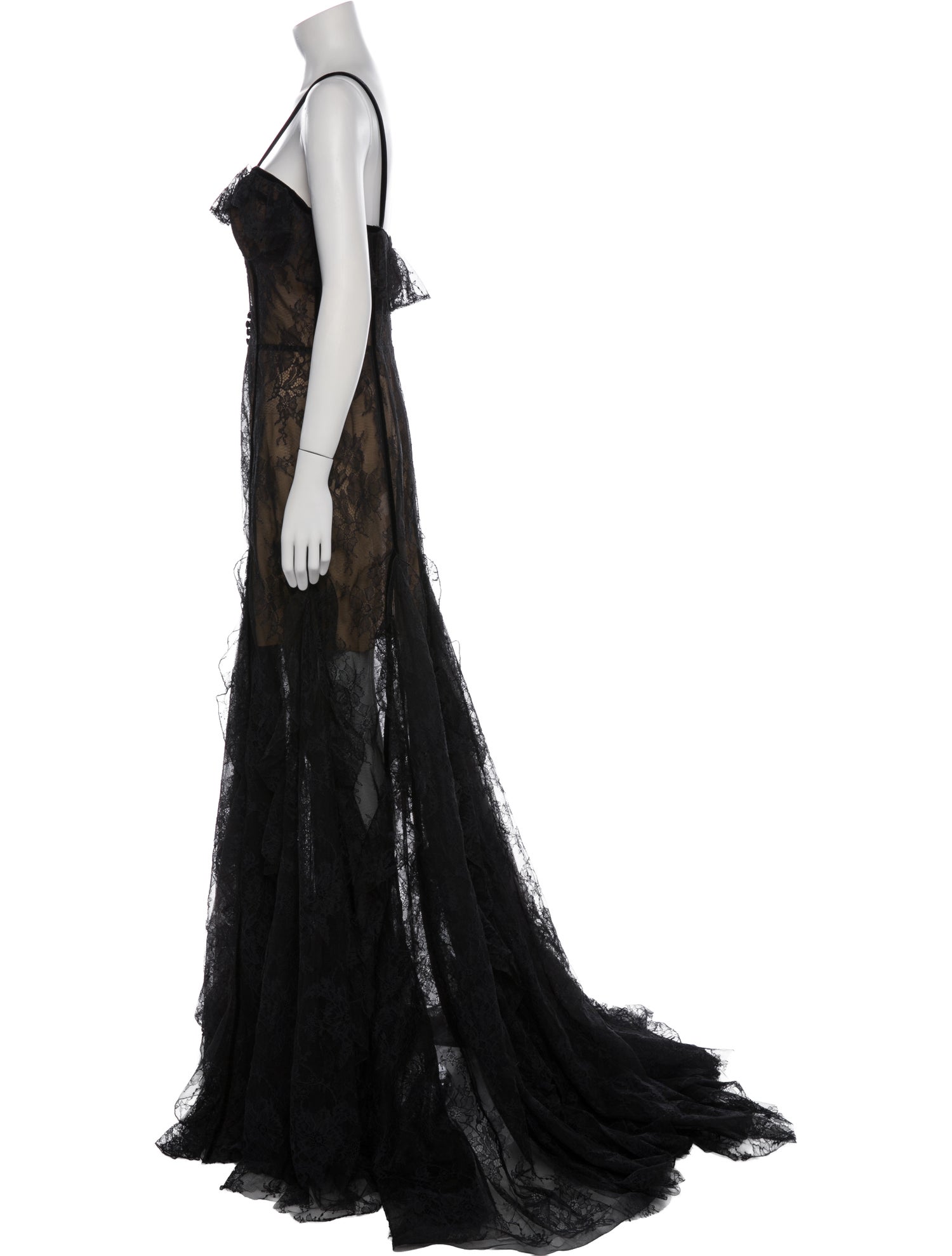 Costarellos Lace Pattern Long Dress