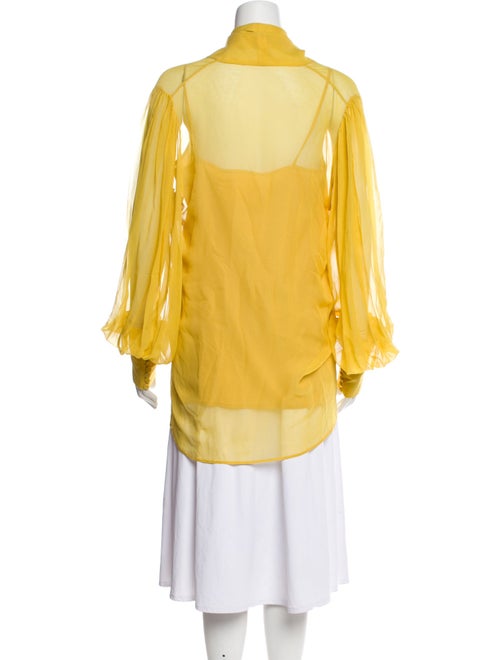 Costarellos Tie Neck Long Sleeve Button-Up Top