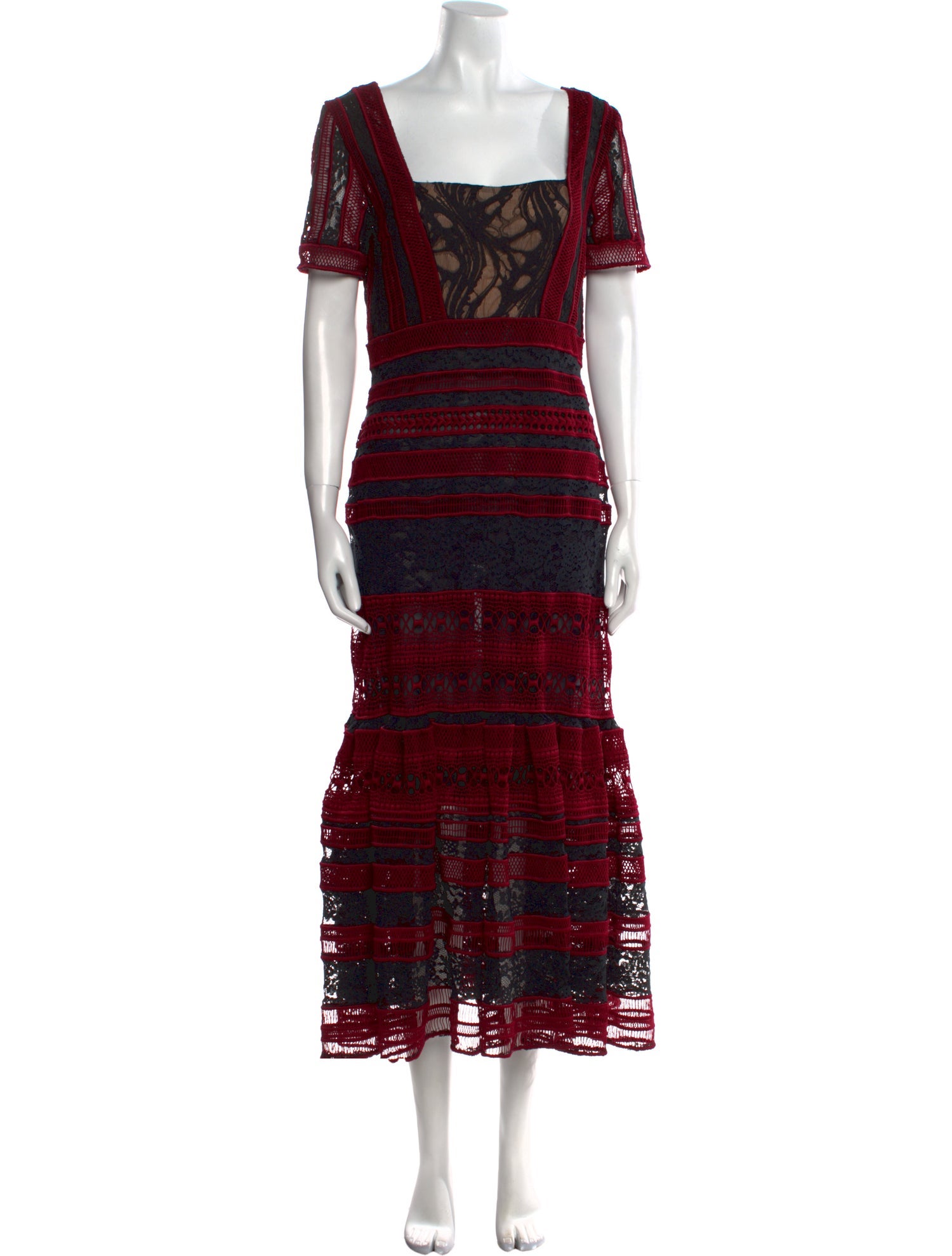 Costarellos Lace Pattern Long Dress