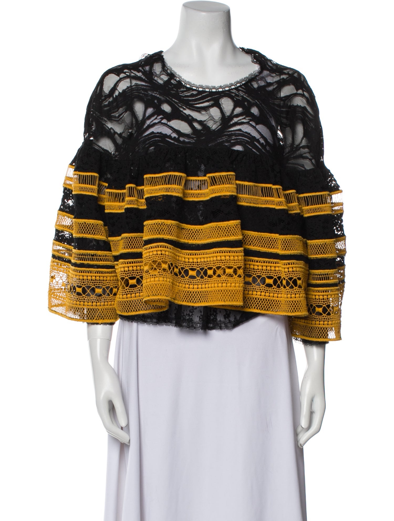 Costarellos Printed Bateau Neckline Crop Top