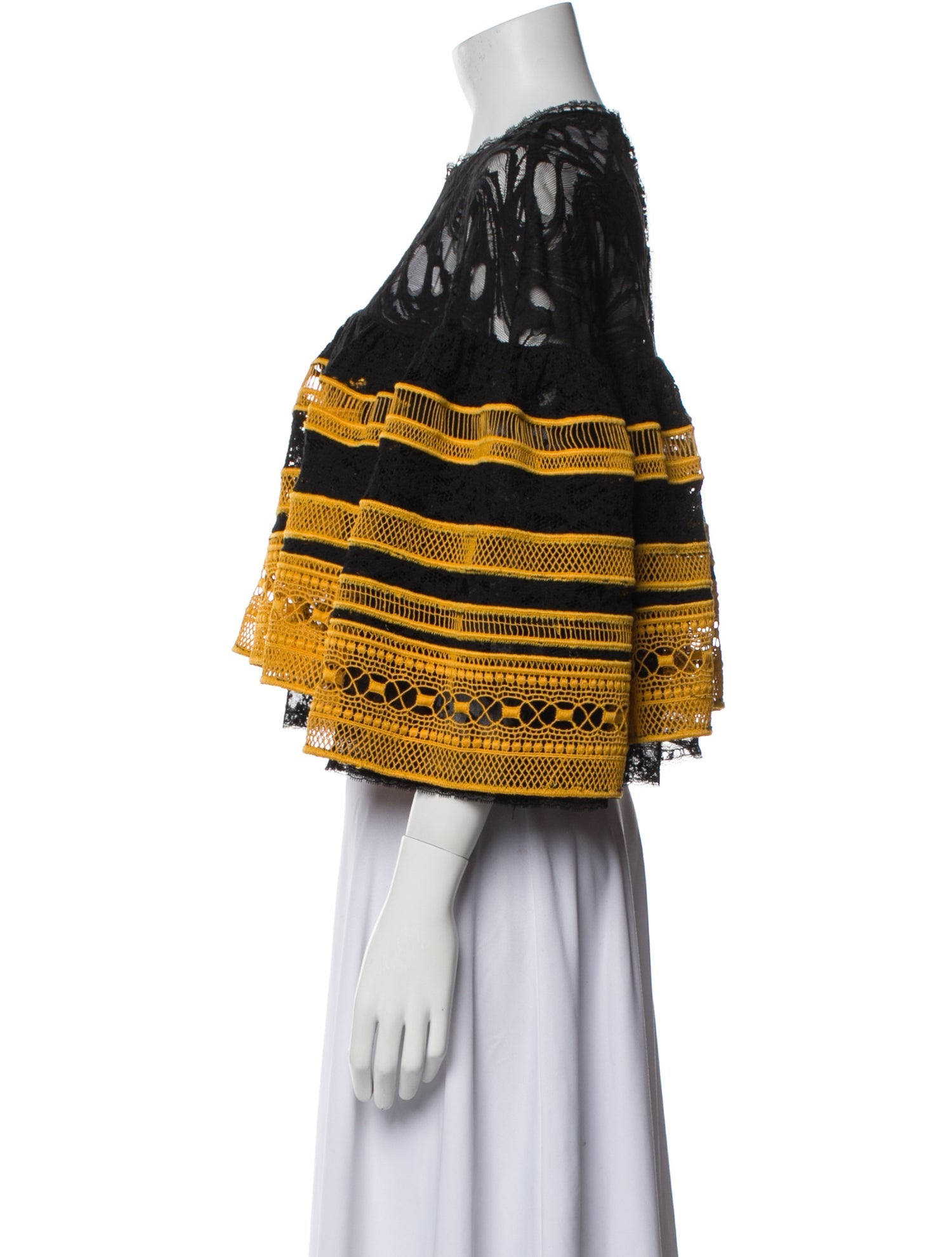 Costarellos Printed Bateau Neckline Crop Top