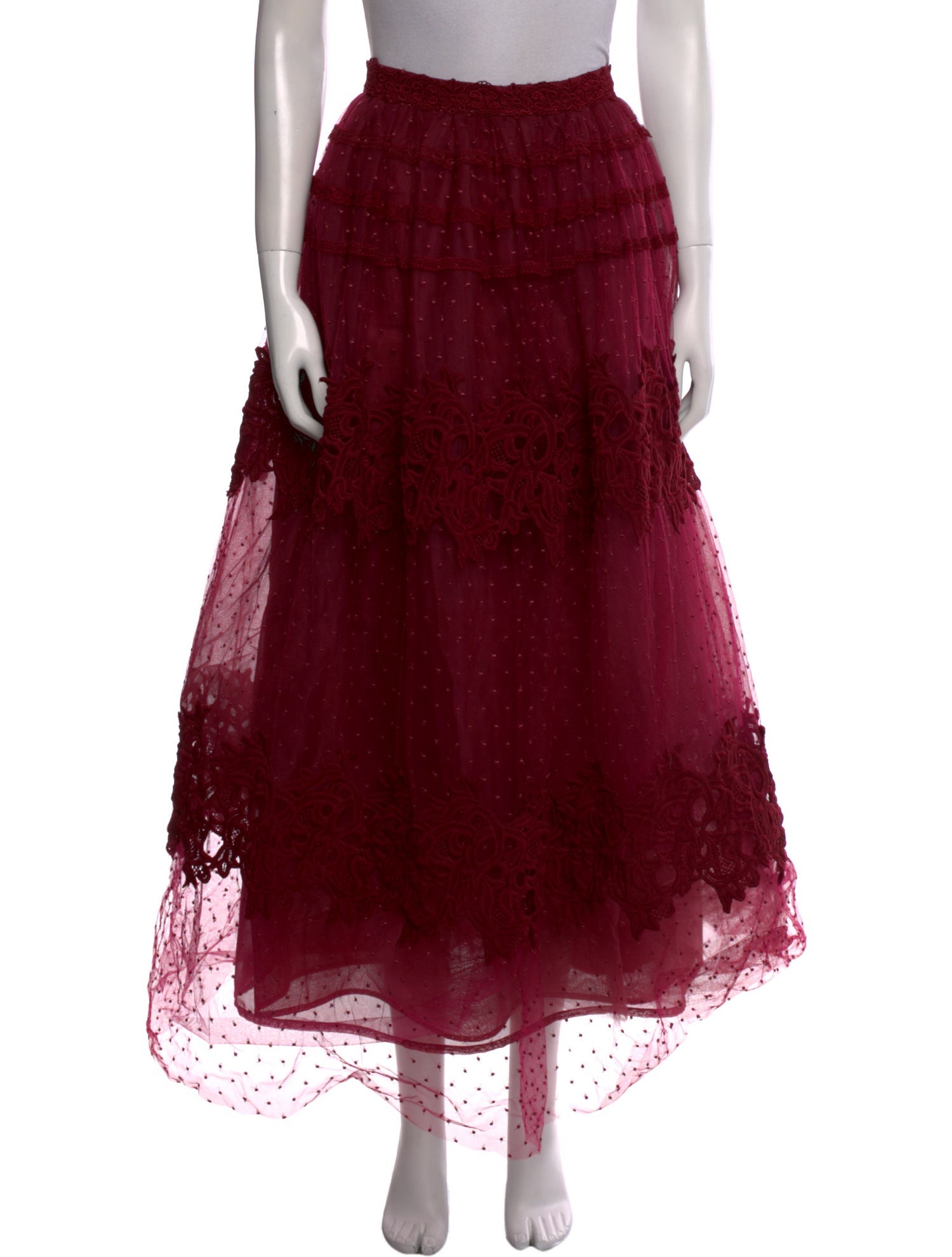 Costarellos Polka Dot Print Midi Length Skirt