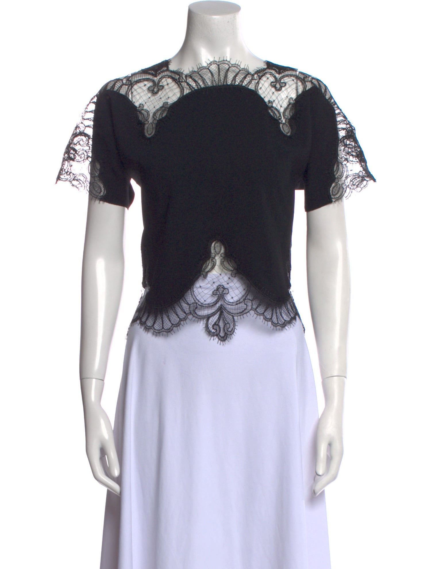 Costarellos Bateau Neckline Short Sleeve Crop Top