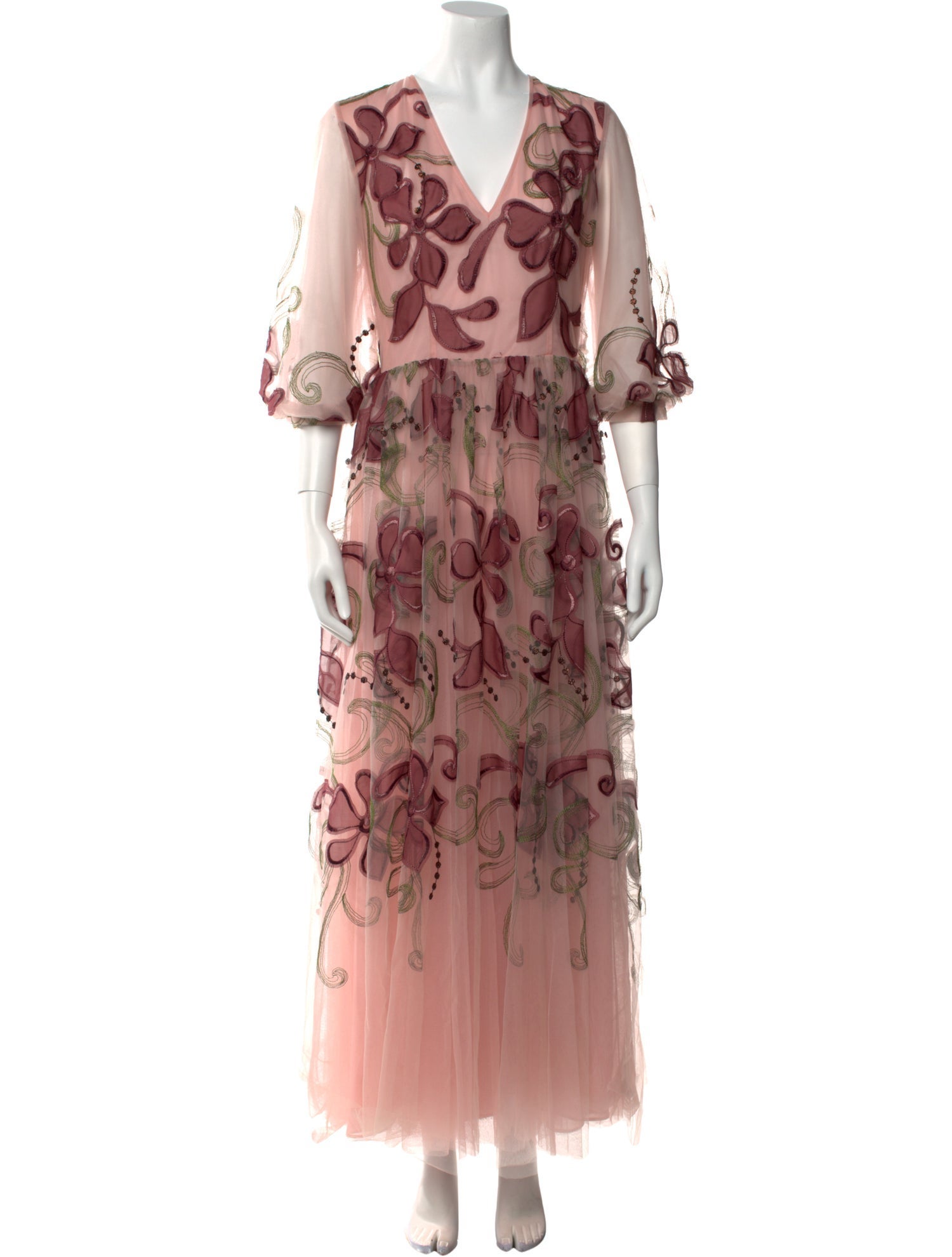 Costarellos Lace Pattern Long Dress