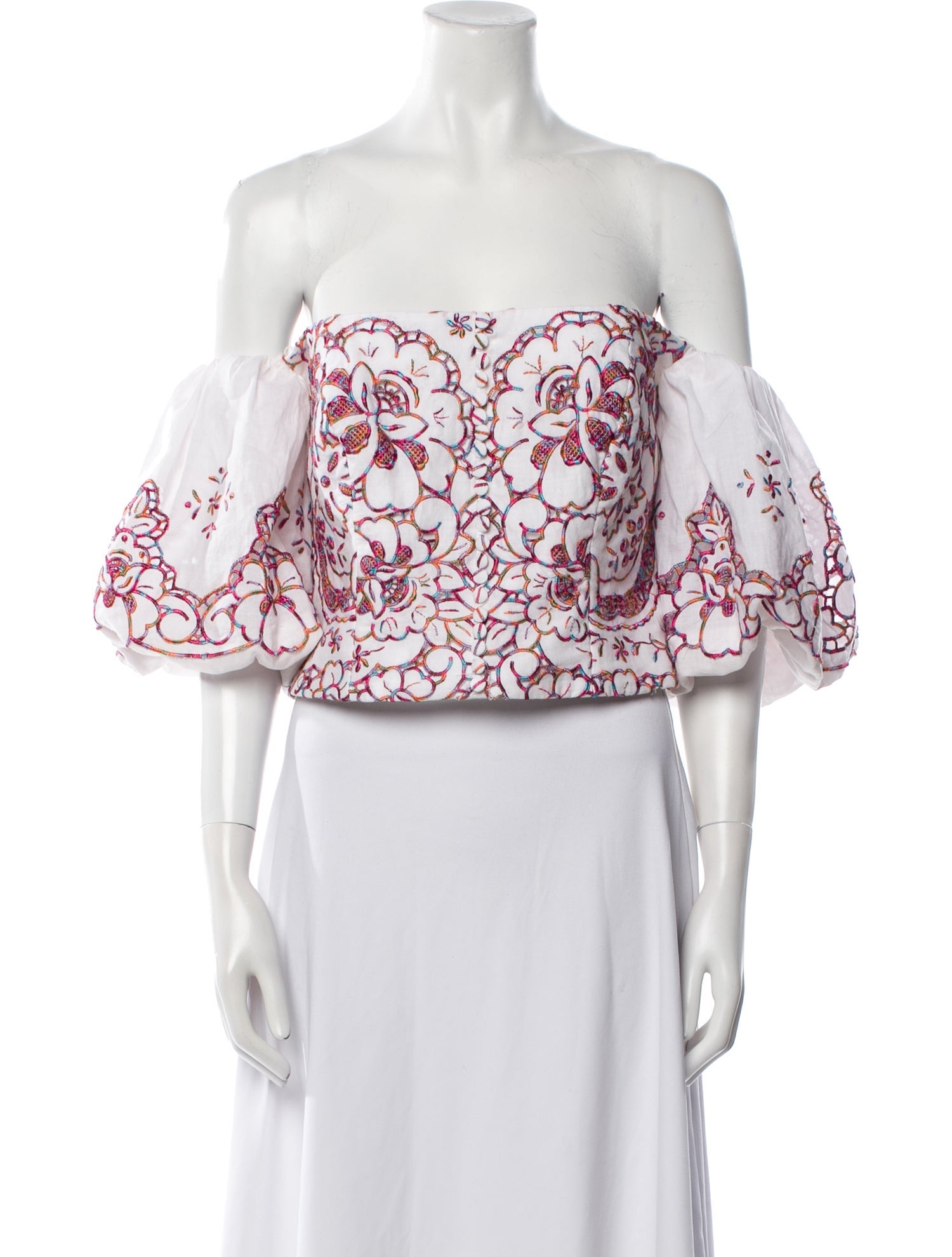 Costarellos Linen Floral Print Crop Top w/ Tags