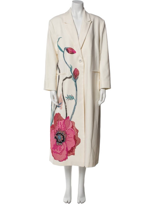 Costarellos Wool Floral Print Coat