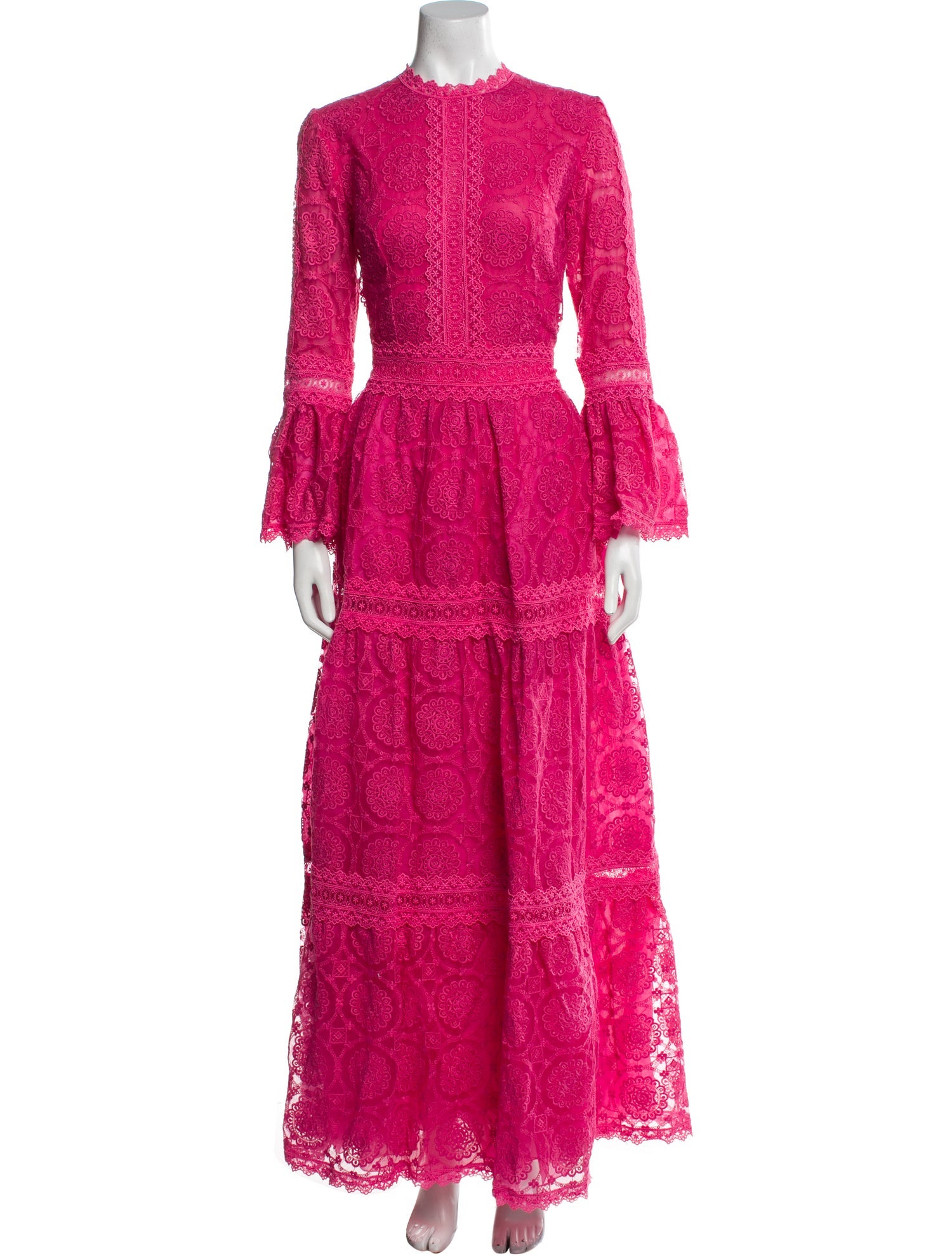 Costarellos Lace Pattern Long Dress