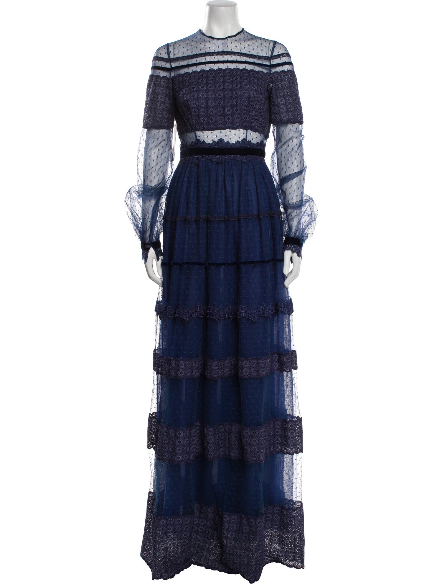 Costarellos Lace Pattern Long Dress