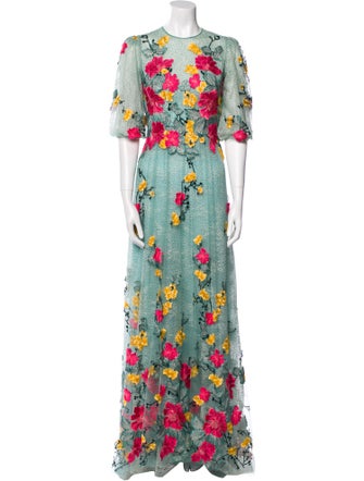 Costarellos Floral Print Long Dress