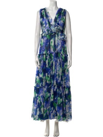 Costarellos Printed Long Dress