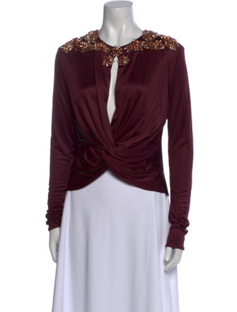 Costarellos V-Neck Long Sleeve Blouse