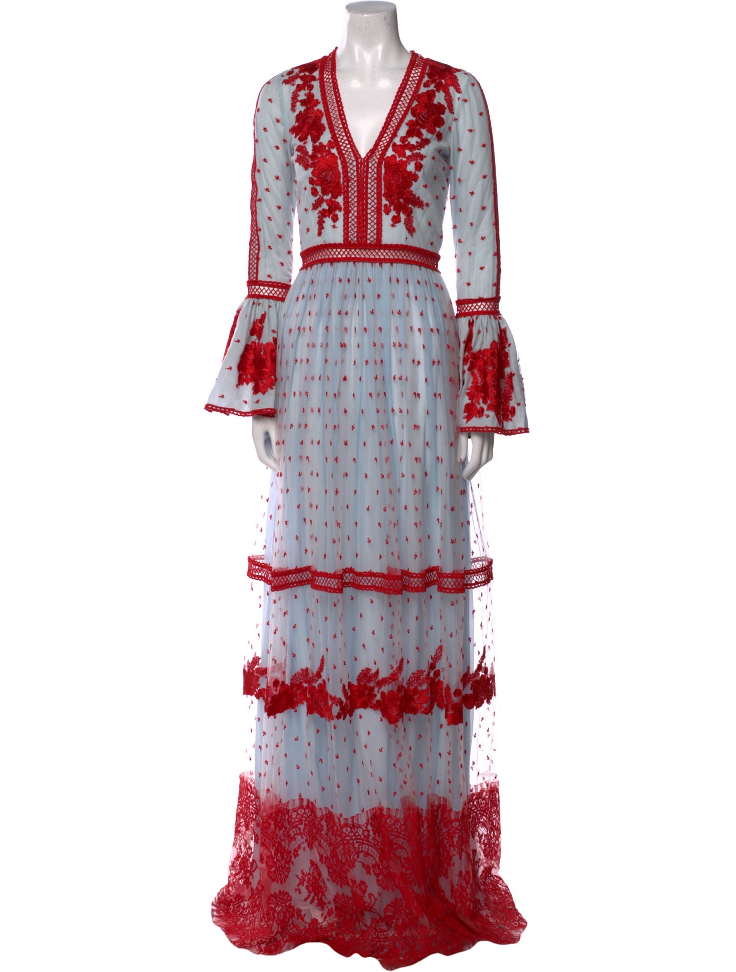 Costarellos Polka Dot Print Long Dress