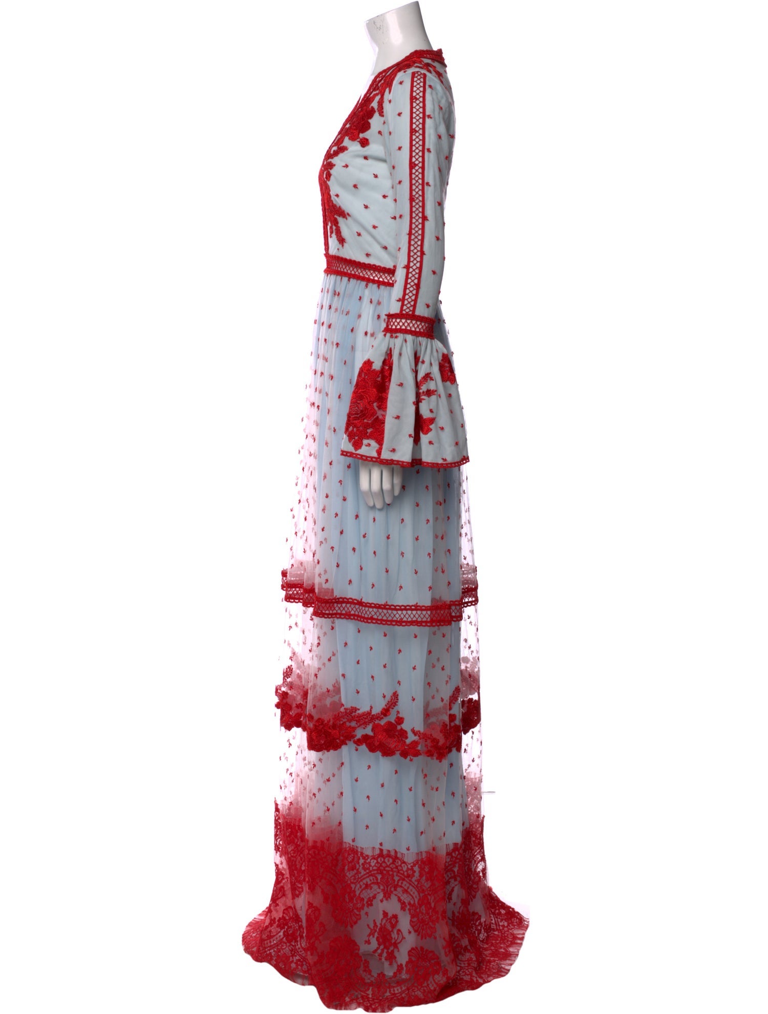 Costarellos Polka Dot Print Long Dress