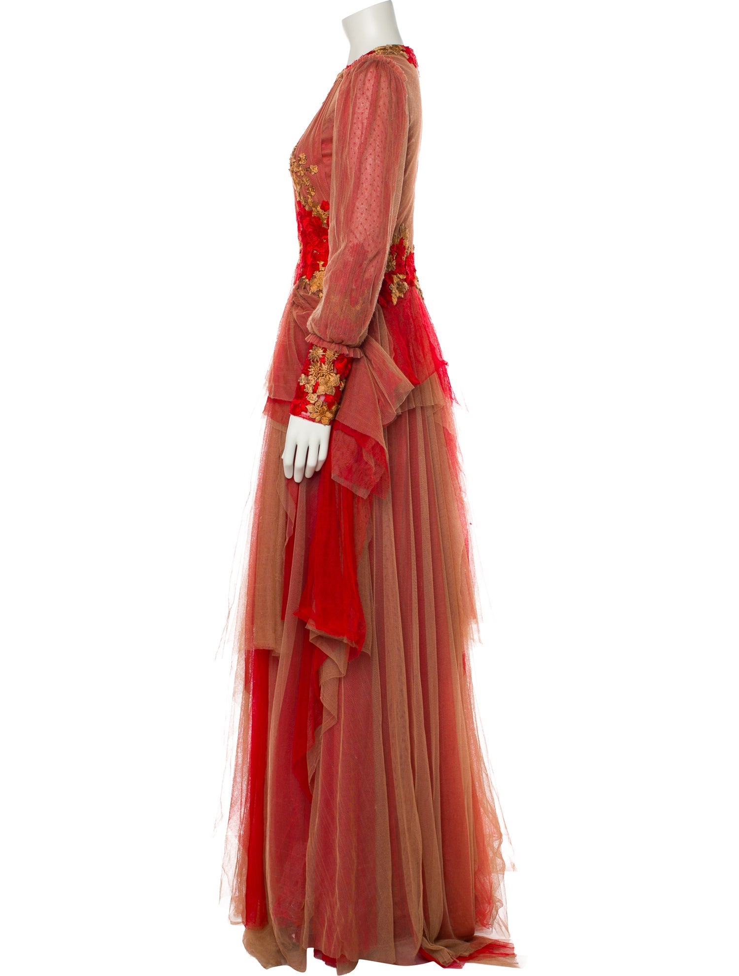 Costarellos Lace Pattern Long Dress