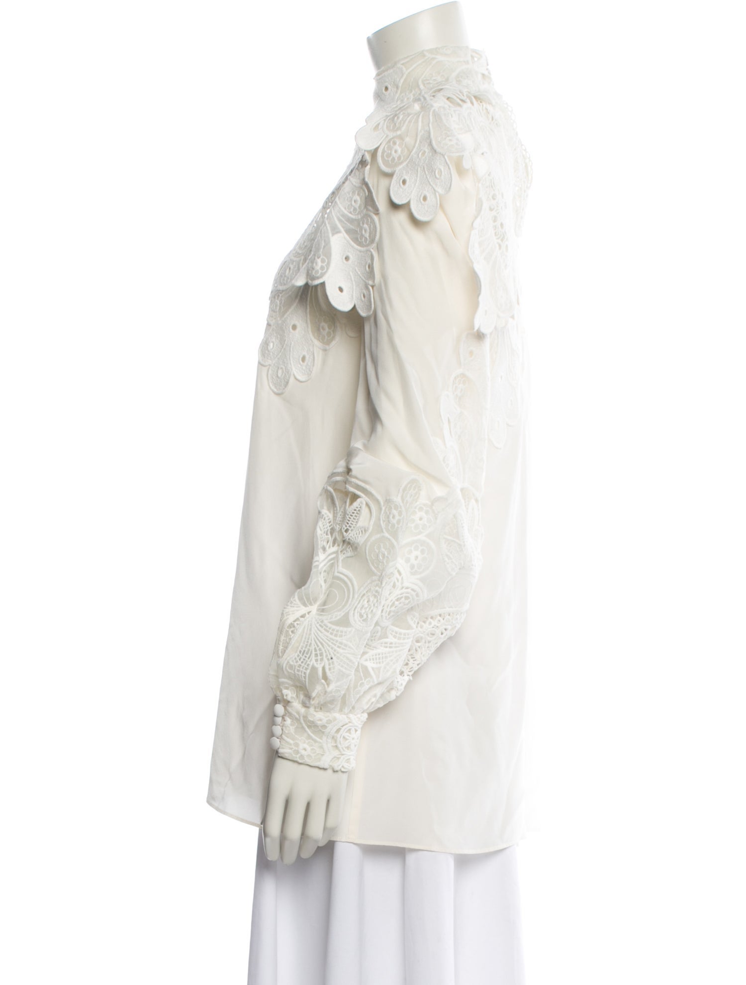 Costarellos Silk Mock Neck Blouse