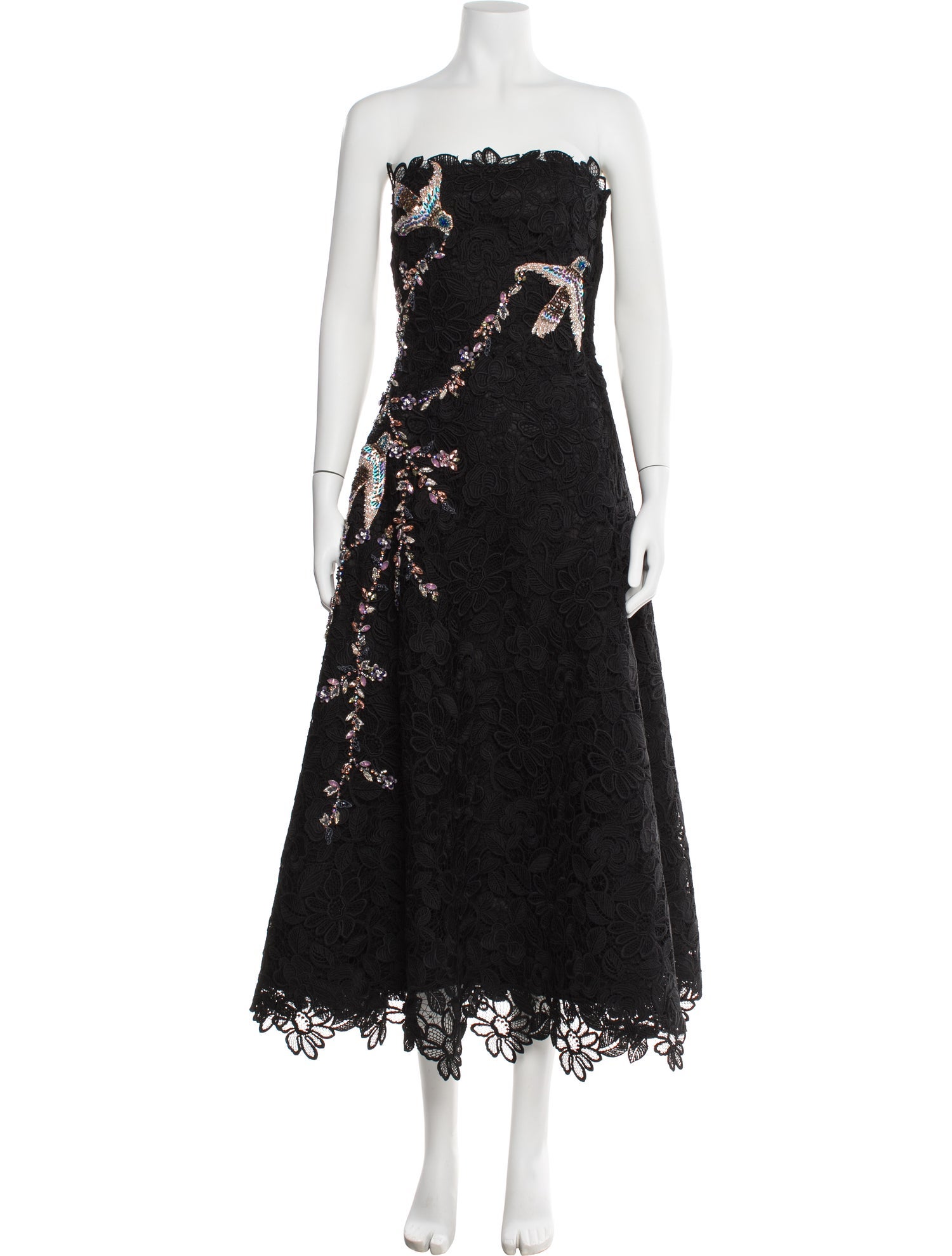 Costarellos Lace Pattern Long Dress