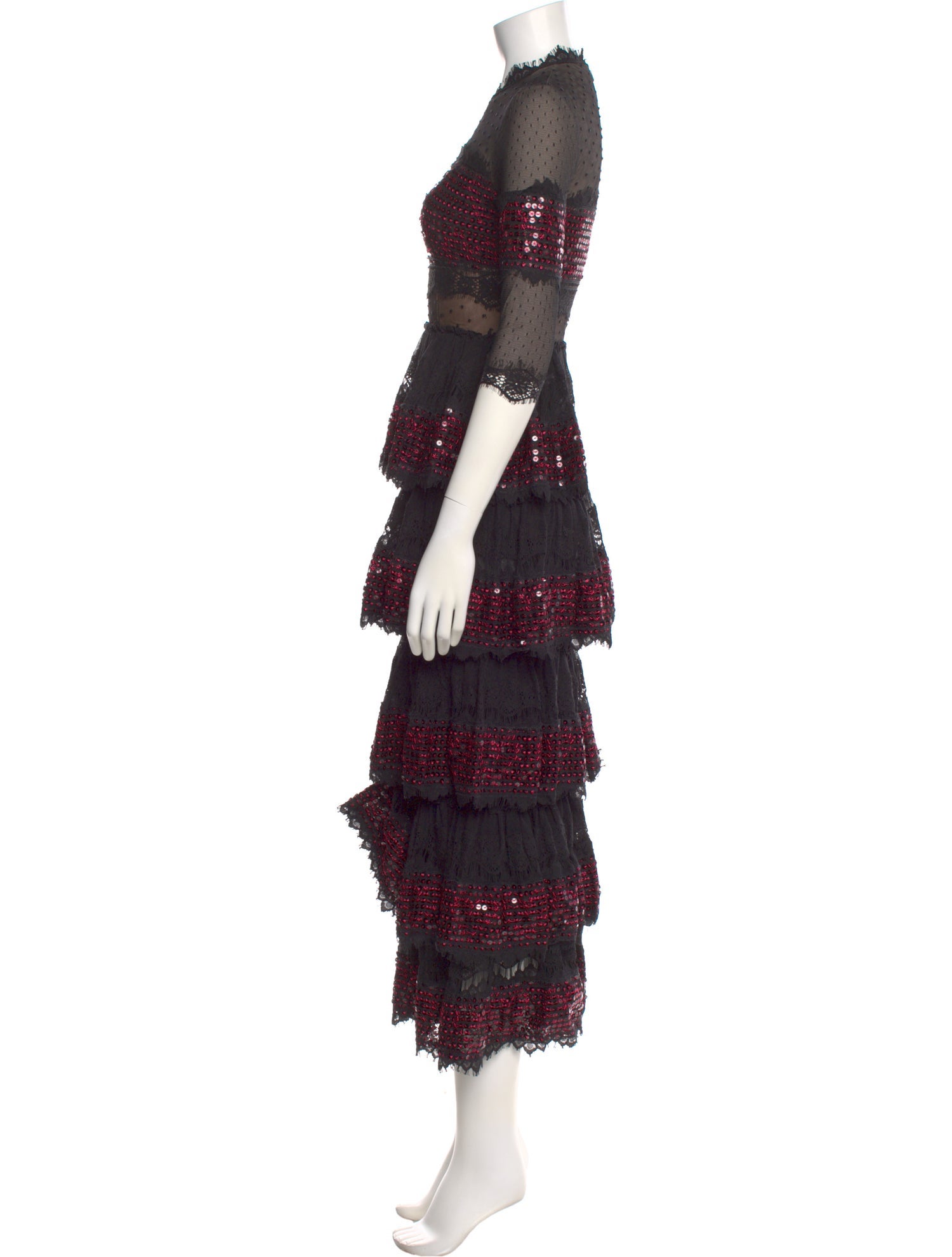 Costarellos Lace Pattern Long Dress