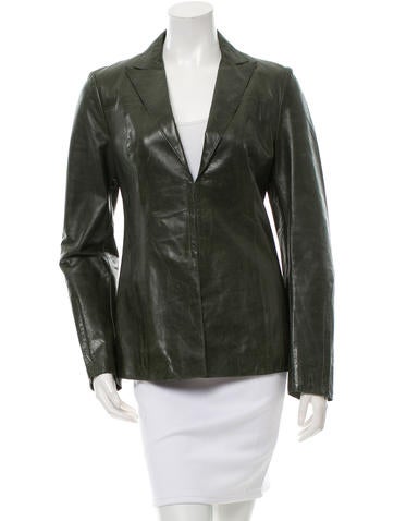 Costume National Notch-Lapel Leather Jacket