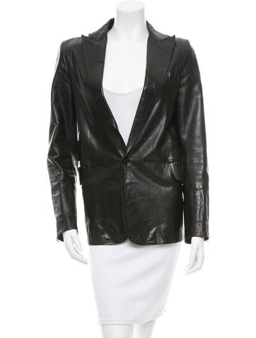 Costume National Notch Lapel Leather Blazer