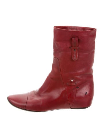 Costume National Leather Round-Toe Ankle Boots
