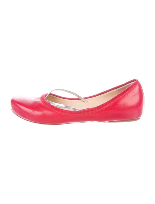 Costume National Leather Ballet Flats Red