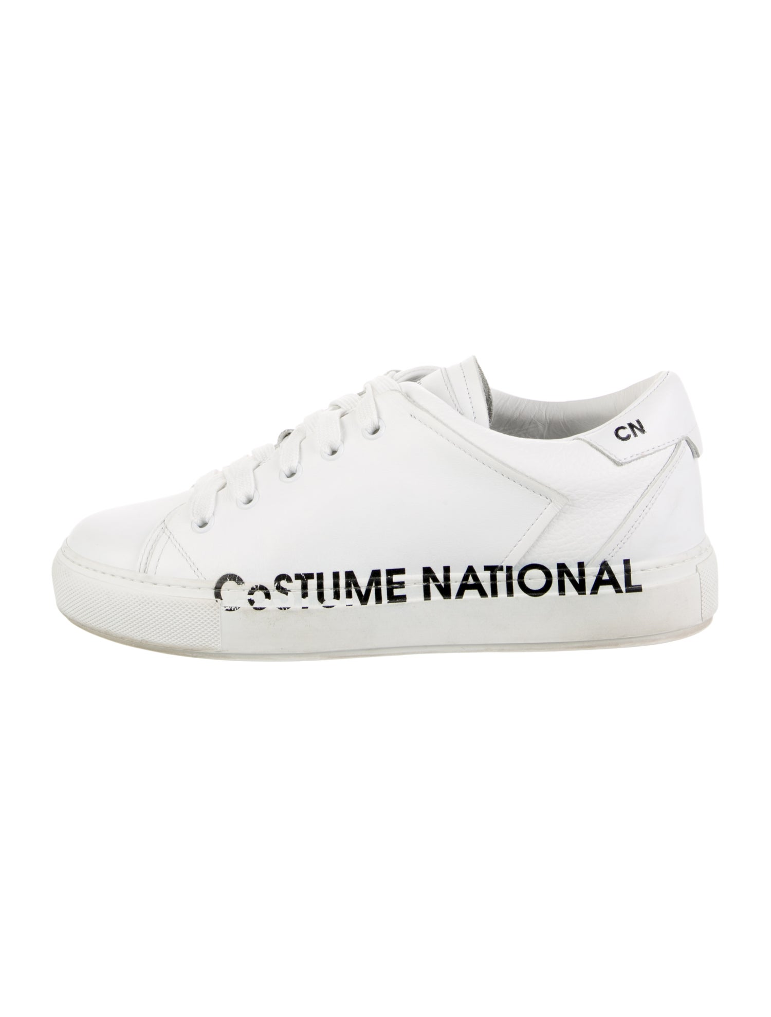 Costume National Leather Graphic Print Sneakers