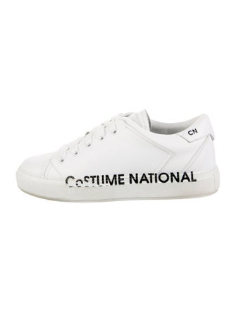 Costume National Leather Graphic Print Sneakers